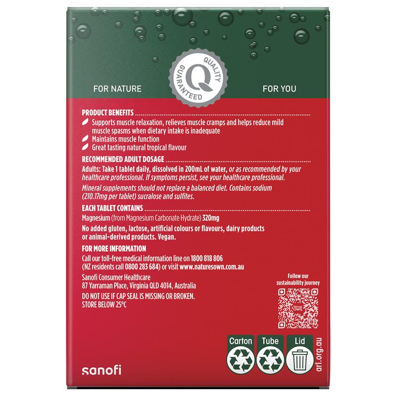 Nature's Own Magnesium + Muscle Support Effervescent 60 Tablets