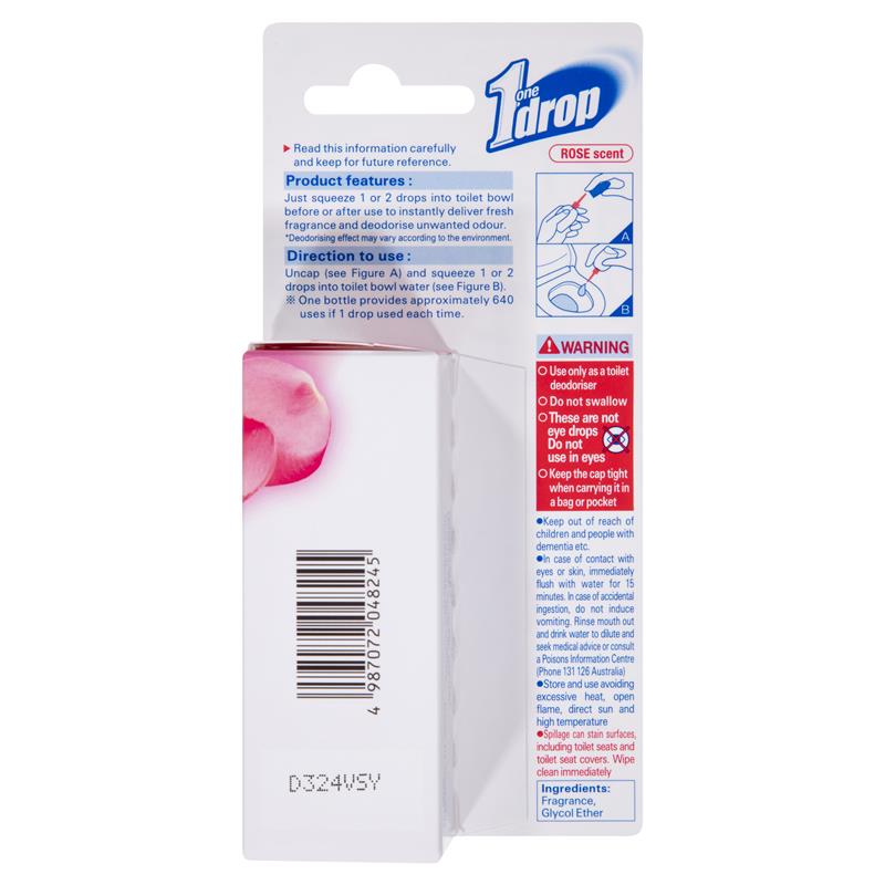 One Drop Toilet Deodoriser - Rose Scent - 20 mL