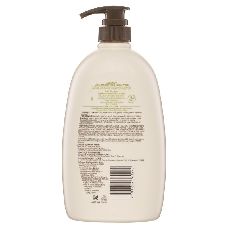 Aveeno Daily Moisturising Body Wash 1L, Sensitive Skin, Prebiotic Oat