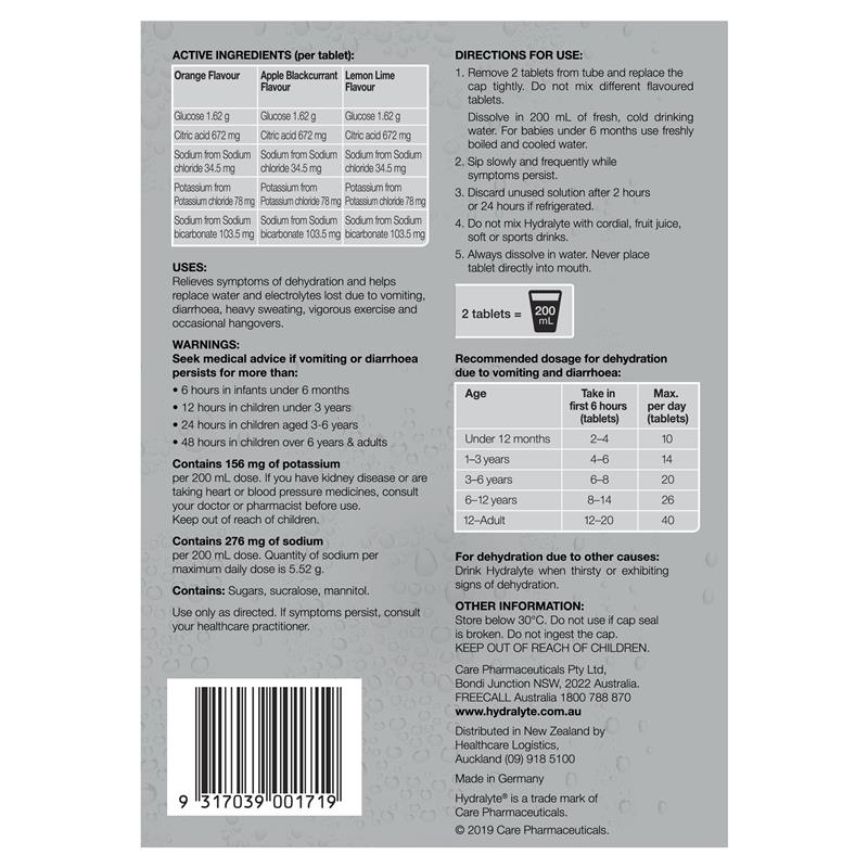 Hydralyte Electrolyte Effervescent Tablets - Multi-Flavour (60 Tablets)