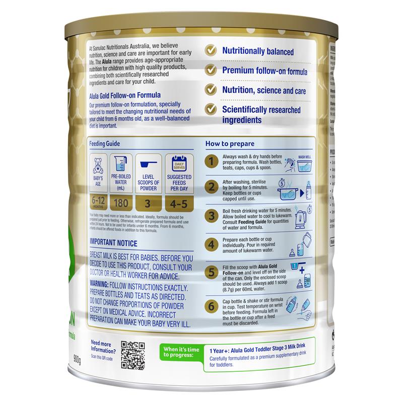 Alula Gold Stage 2 Follow-On Formula 6-12 Months - 900g
