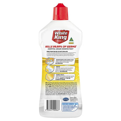 White King Bathroom Power Gel Lemon 750ml - Hospital Grade Disinfectant