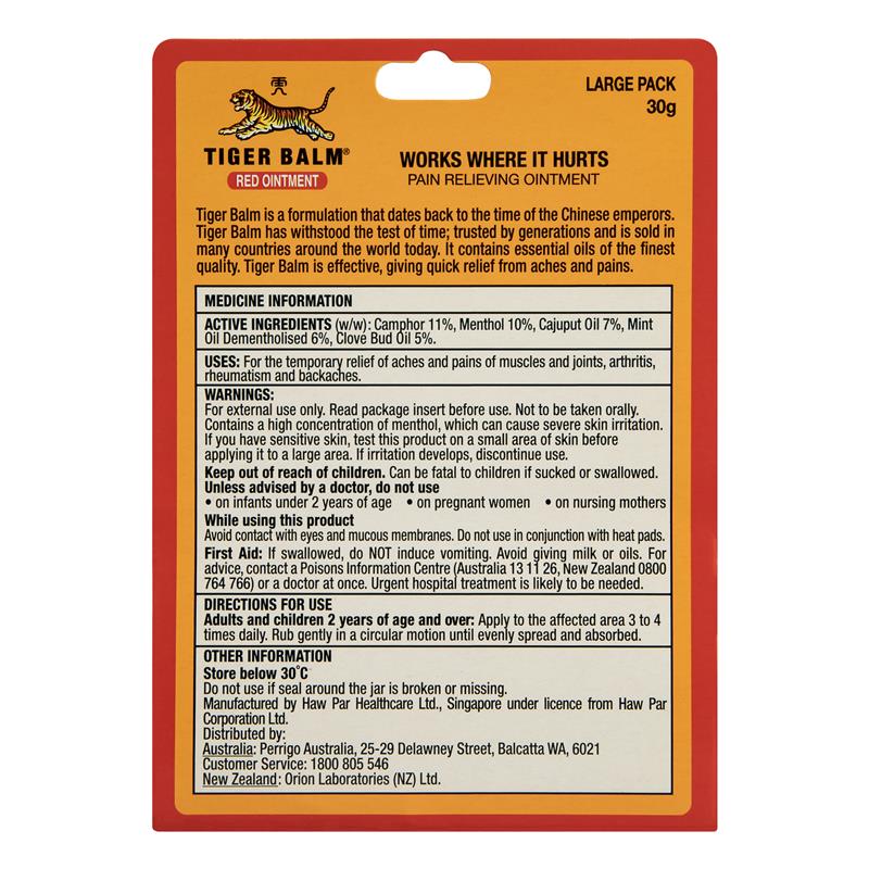 Tiger Balm Red Ointment 30g - Fast Relief for Muscle Aches