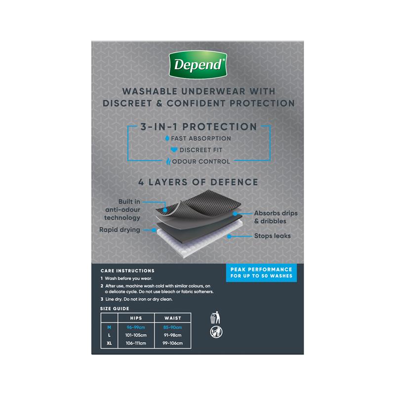 Depend Men Washable Incontinence Underwear Medium - Comfort & Confidence