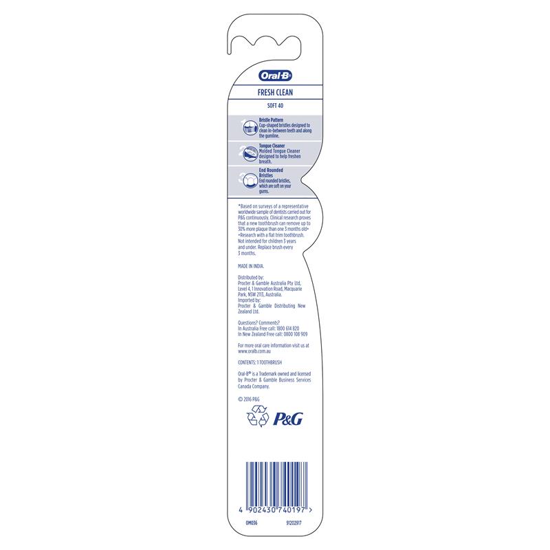 Oral-B All Rounder Fresh Clean Soft Manual Toothbrush - Dentist Recommended