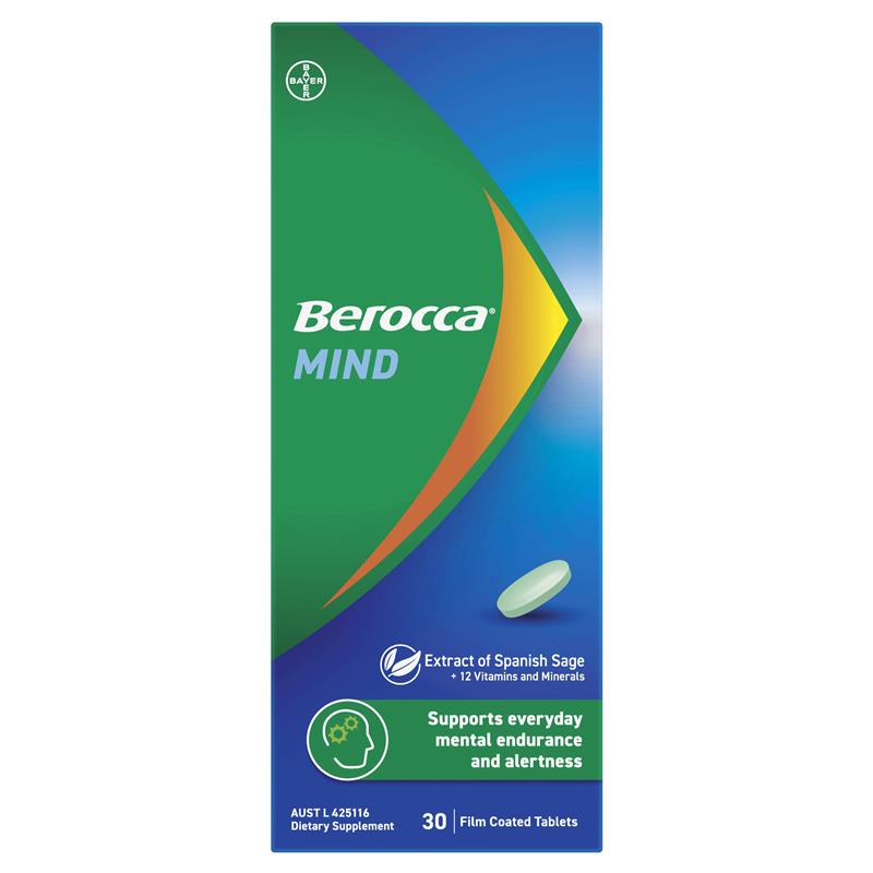 Berocca Mind with Sage 30 Film Coated Tablets - Enhance Mental Performance