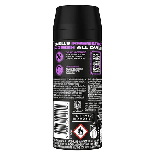 Lynx Black Night Deodorant Spray for Men, 165ml - 48h Odor Protection