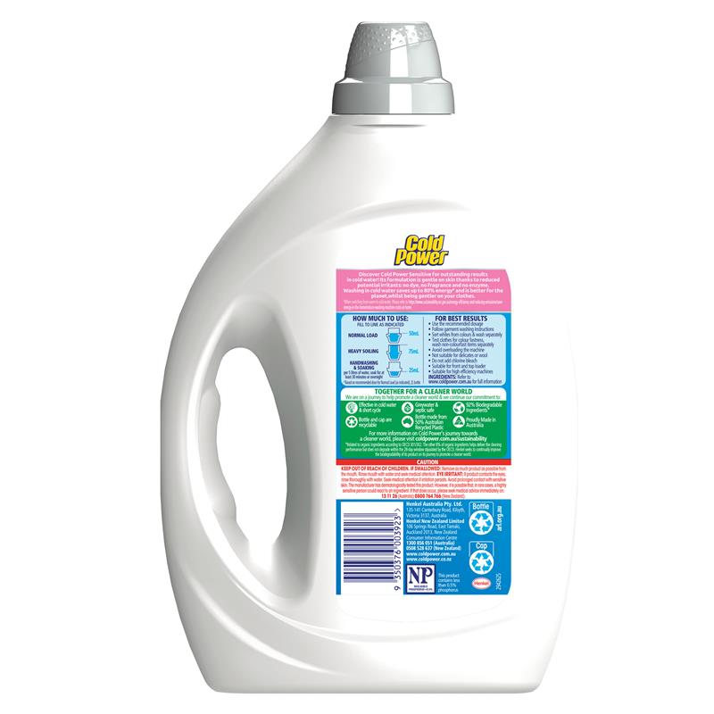 Cold Power Sensitive Pure Clean Laundry Detergent Liquid 2L - Gentle Yet Effective
