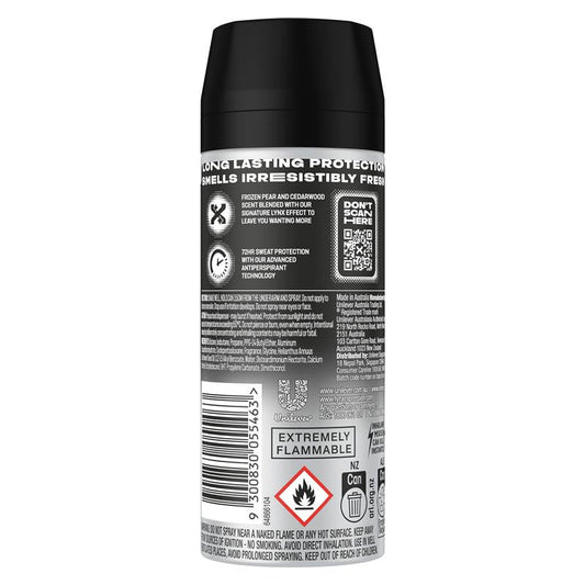 LYNX Black 165ml Antiperspirant Aerosol for Men – 72H Protection