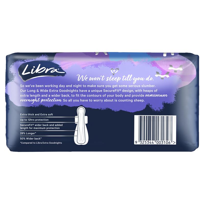 Libra Goodnights Pads Extra Long Wide 6 Pack