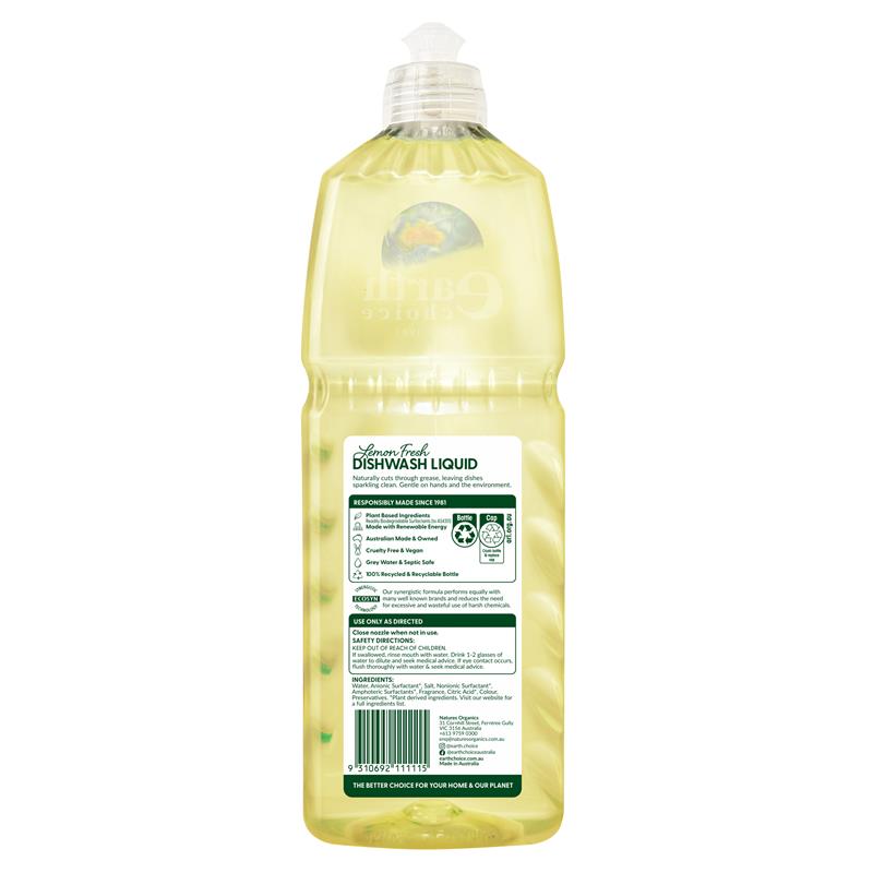 Earth Choice Dishwash Liquid - 1 Litre of Lemon Fresh Power