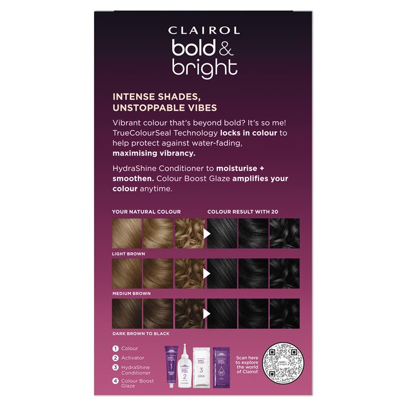 Clairol Bold & Bright Permanent Hair Colour 20 Midnight Black