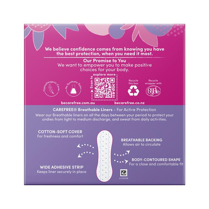 Carefree Breathable Unscented Panty Liners - 48 Pack for Daily Freshness