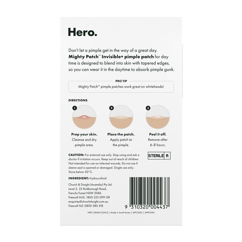 Hero Mighty Patch Invisible+ Hydrocolloid Pimple Patches 24 pack