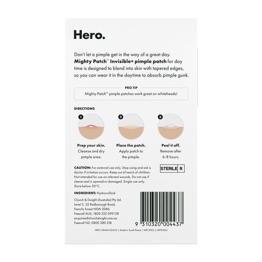 Hero Mighty Patch Invisible+ Hydrocolloid Pimple Patches 24 pack