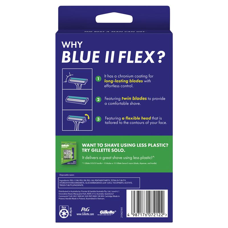 Gillette Blue II Plus Disposable Razors - 20 , 17+3 Blades, Aloe Lubrastrip