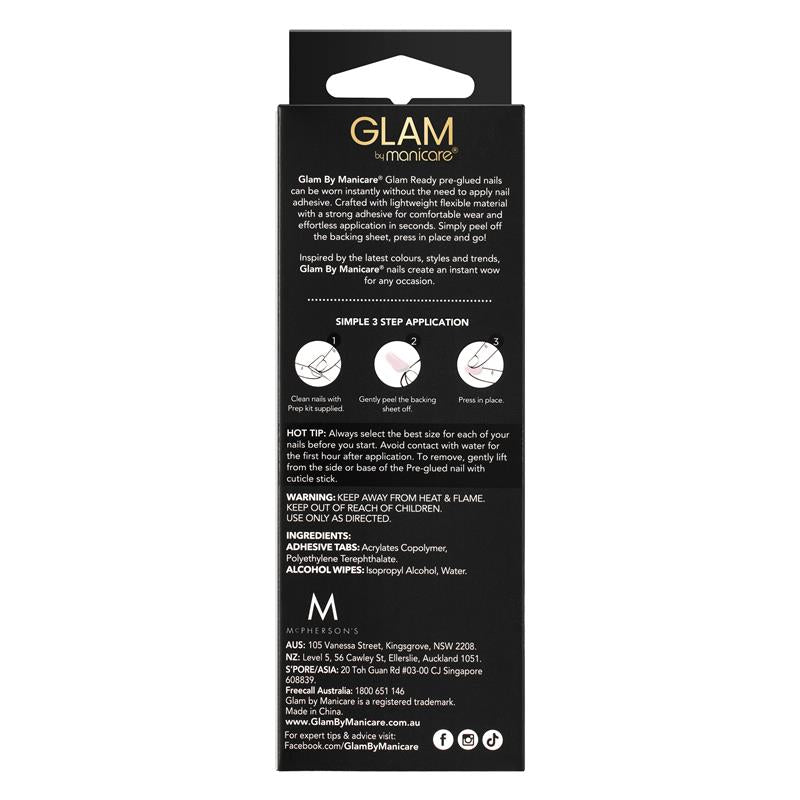 Glam By Manicare Glam Ready Pre-Glued Nails Ballet On Point 30 Pieces