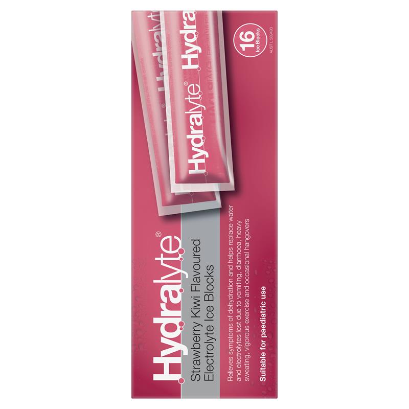Hydralyte Electrolyte Ice Blocks Strawberry Kiwi 16 - Refreshing Hydration on the Go