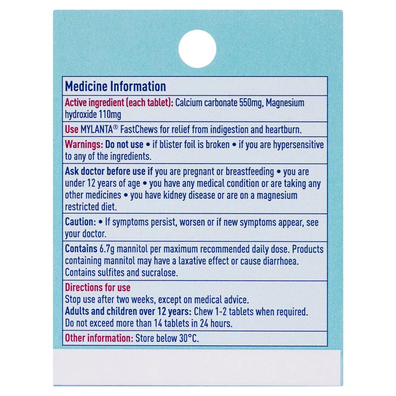 Mylanta 2Go Antacid FastChews Tablets Mint - 3 x 8 Pack