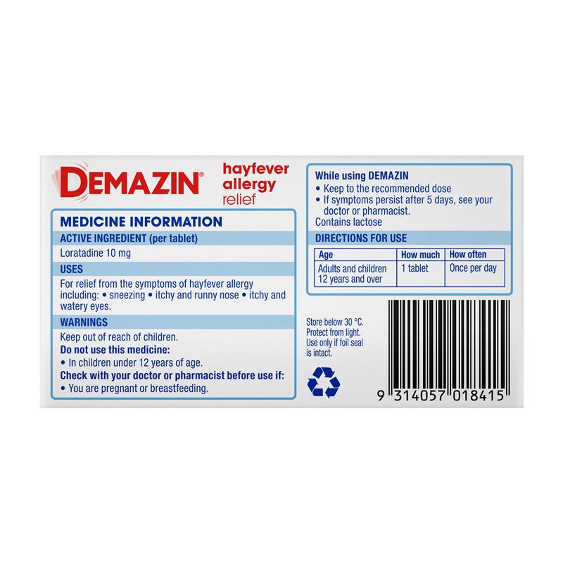 Demazin Allergy & Hayfever Relief Tablets - 10 Tablets