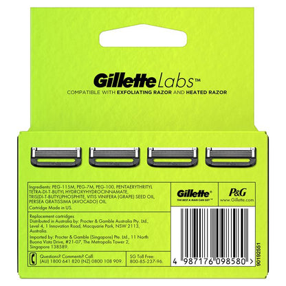 Gillette Labs 4-Pack Razor Cartridges – Compatible with Exfoliating & Heated Razors