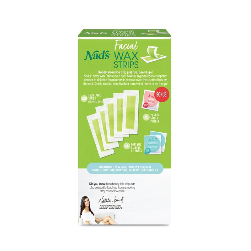Nad's Facial Wax Strips - 20 Pack for Smooth Skin