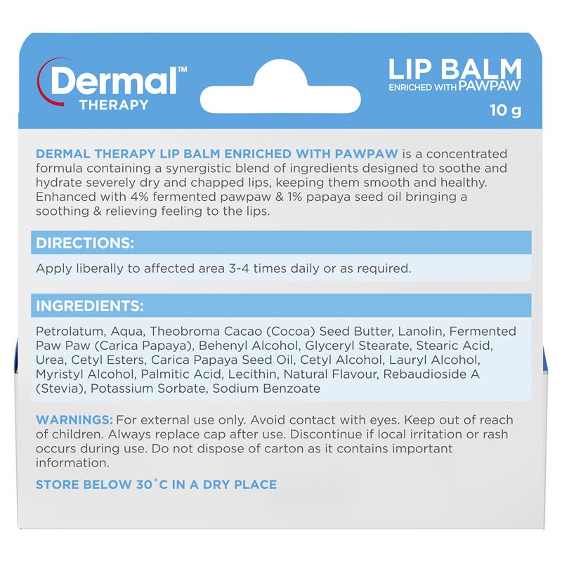 Dermal Therapy Lip Balm Paw Paw 10g