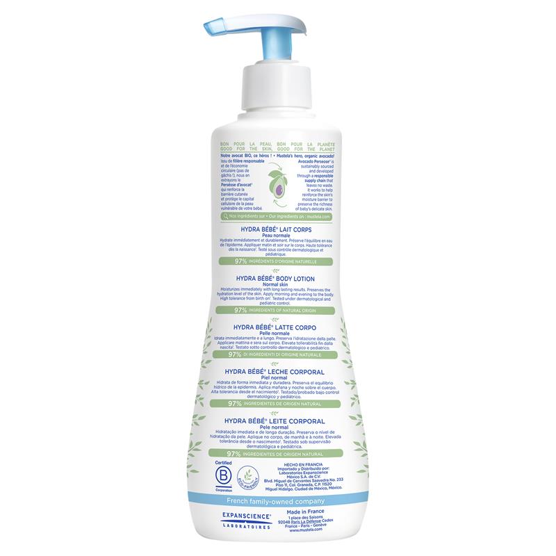Mustela Hydra Bebe Body Lotion 500ml - Daily Hydration for Baby's Skin