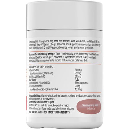Nutra-Life High Strength Vit C + B12 & B5 60 Tablets