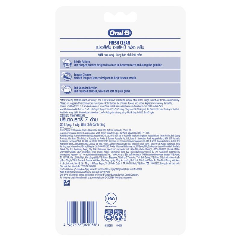 Oral-B Fresh Clean Soft Manual Toothbrush - 7 Pack