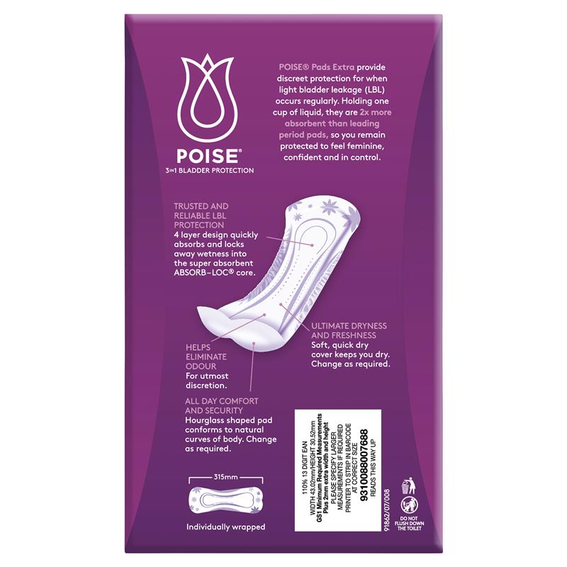 Poise Pads Extra 12 Pack - Reliable Bladder Leakage Protection