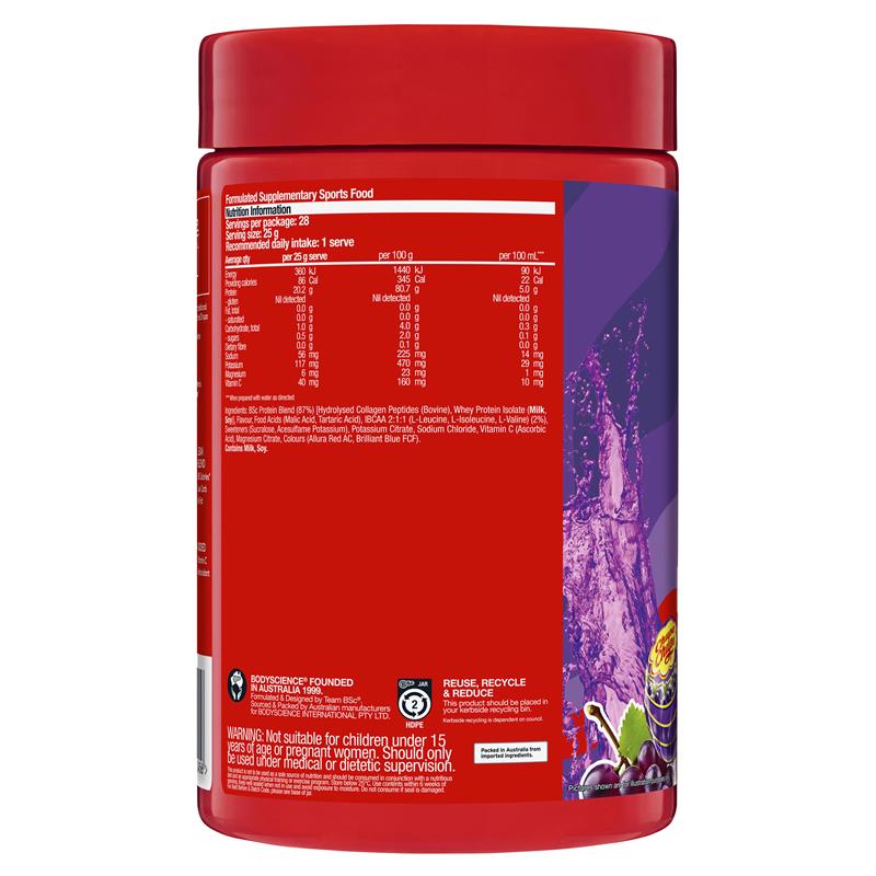 BSc x Chupa Chups Protein Water Grape 700g