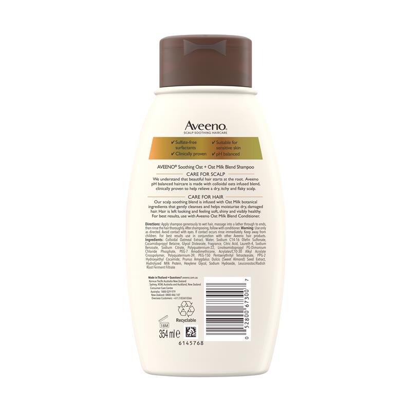 Aveeno Oat Milk Blend Moisturising Shampoo for Dry & Damaged Hair 354mL