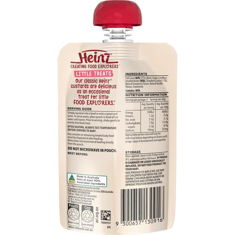 Heinz Strawberry & Vanilla Custard Pouch 120g - 8+ Months