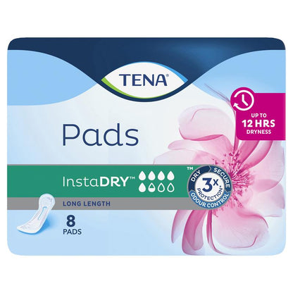 TENA InstaDRY™ Long Length Incontinence Pads, 8-Pads– Fast Absorbing Protection