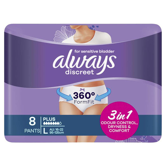Always Discreet Level 6 Incontinence Underwear Large 8-Pack