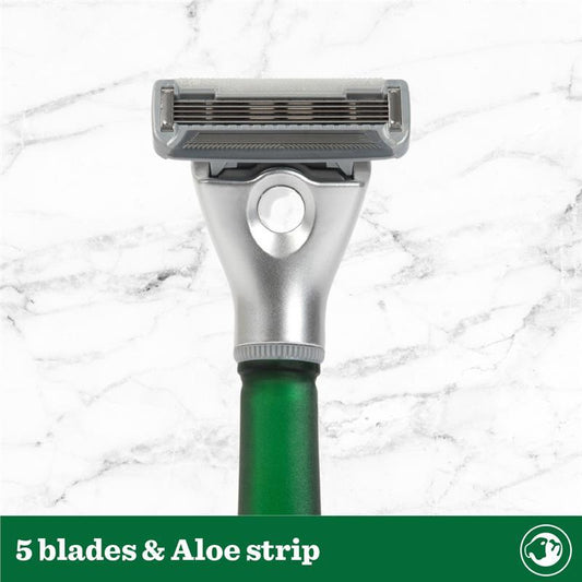 Bulldog Original Glass Razor Kit, 5-Blade Cartridge & Recyclable Stand