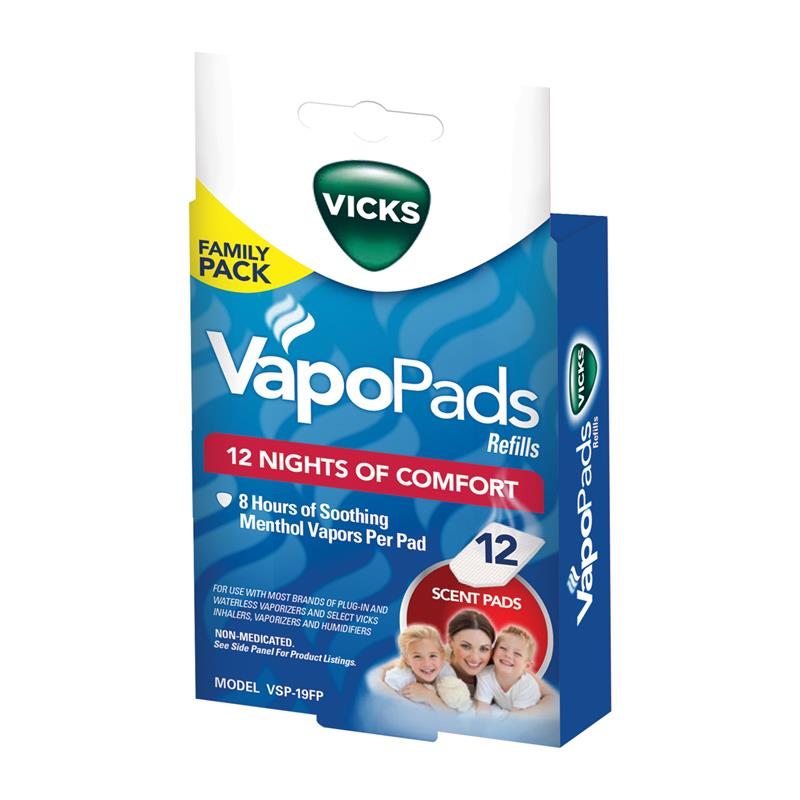 Vicks VapoPads Refills Family Pack - 12 Scent Pads for Ultimate Comfort