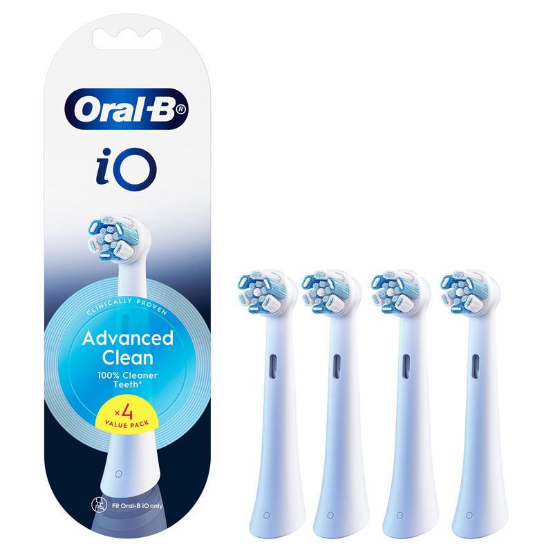 Oral-B iO Advanced Clean Brush Head Refills - White, 4 Pack