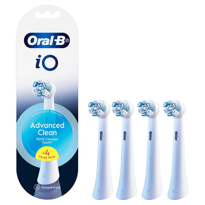 Oral-B iO Advanced Clean Brush Head Refills - White, 4 Pack