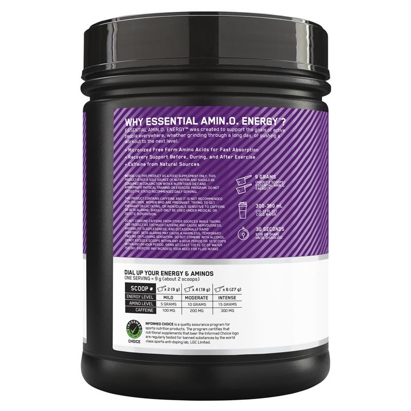 Optimum Nutrition Amino Energy Concord Grape 65 Serve 585g - Boost Energy & Muscle Recovery