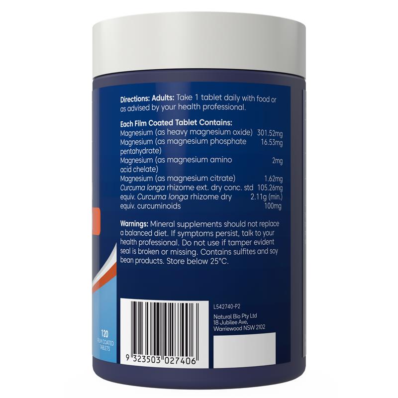 Bioglan Magnesium + Curcumin 120 Tablets