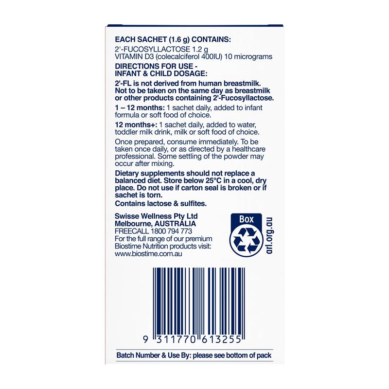 Biostime 2 FL HMO ProBOOST + VIT D 28 x 1.6g Sachets - Immune Support for Growing Kids