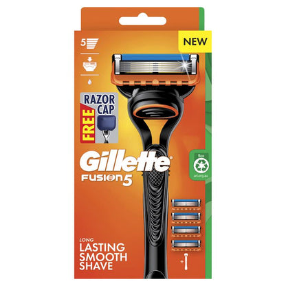 Gillette Fusion Manual Razor + 4 Blade Refills Starter Kit
