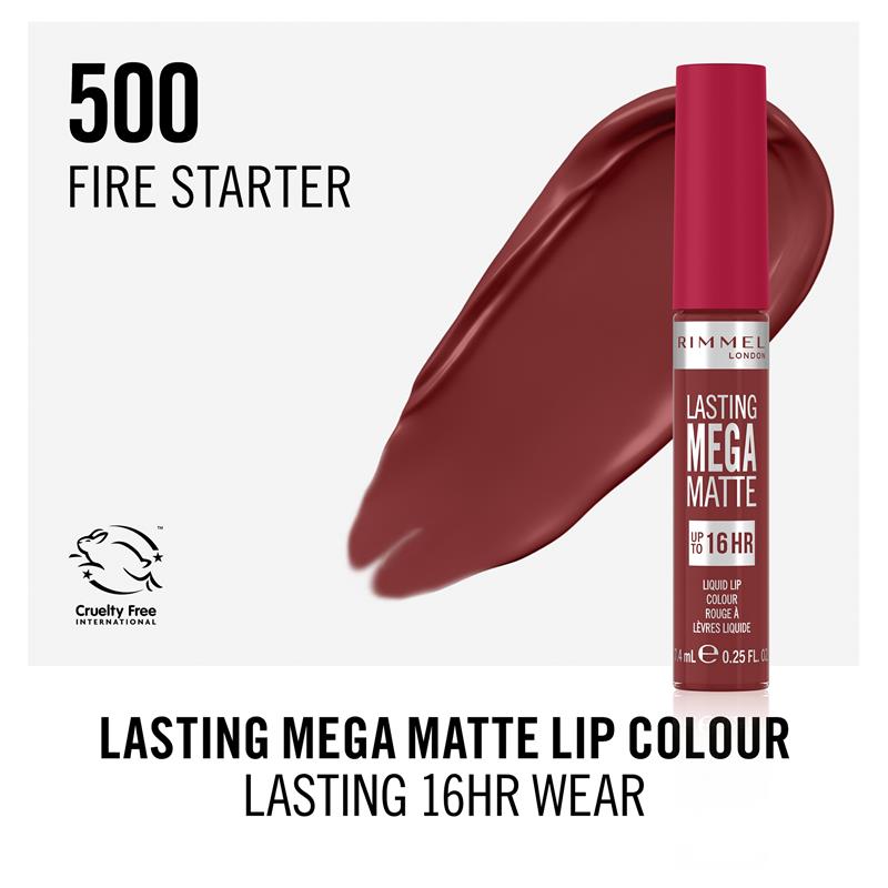 Rimmel London Mega Matte Liquid Lip 500 Firestarter