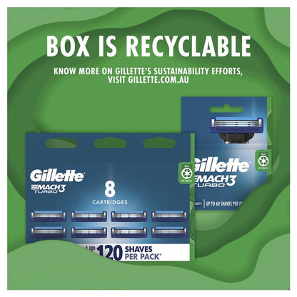 Gillette Mach3 Turbo 3D Razor – Ergonomic Handle with 2 Cartridges