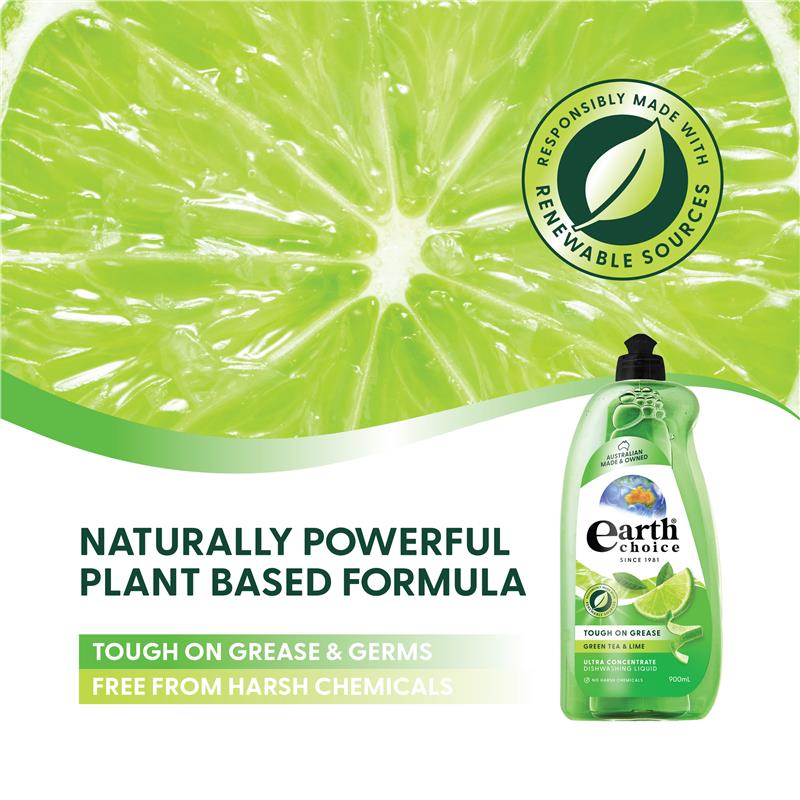 Earth Choice Ultra Concentrate Dishwashing Liquid - Green Tea & Lime 900ml