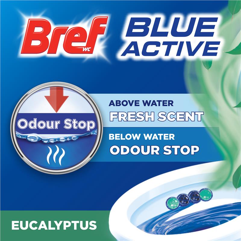 Bref Blue Active Eucalyptus Toilet Block 50g - Odour Stop Technology
