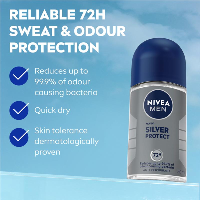 NIVEA MEN Silver Protect Deodorant Roll-On 50ml - 72h Odour Control