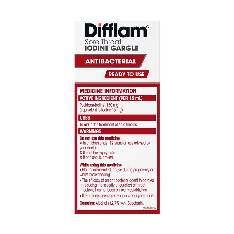Difflam Plus Ready To Use Sore Throat Gargle - Mint Flavor 200ml